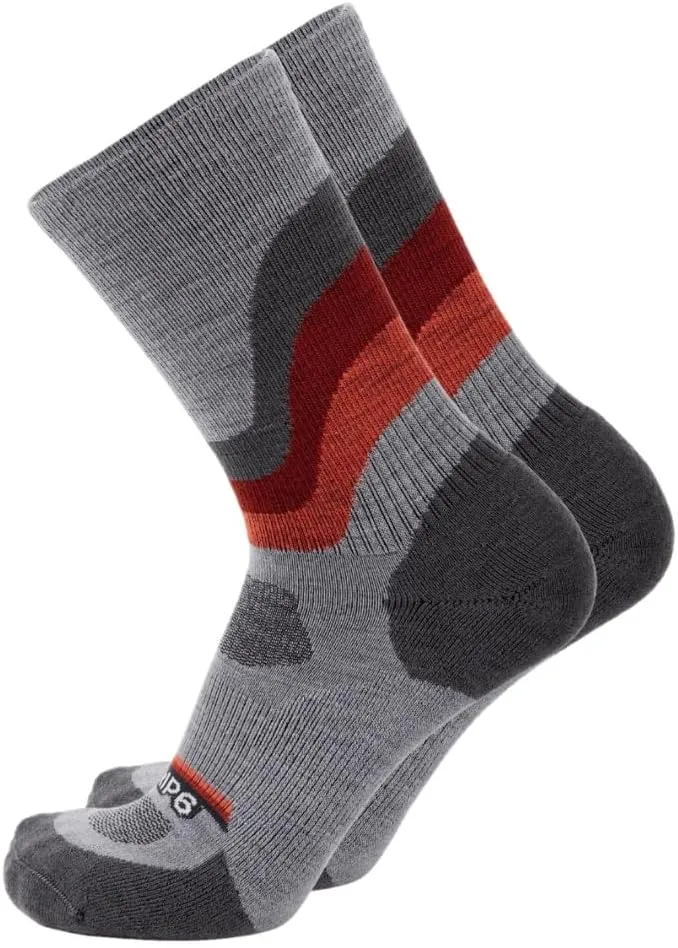 GRIP6 Crew Socks - Merino Wool Socks Made in the USA, Lightweight Wool Hiking Socks, Crew Socks for Men and Women