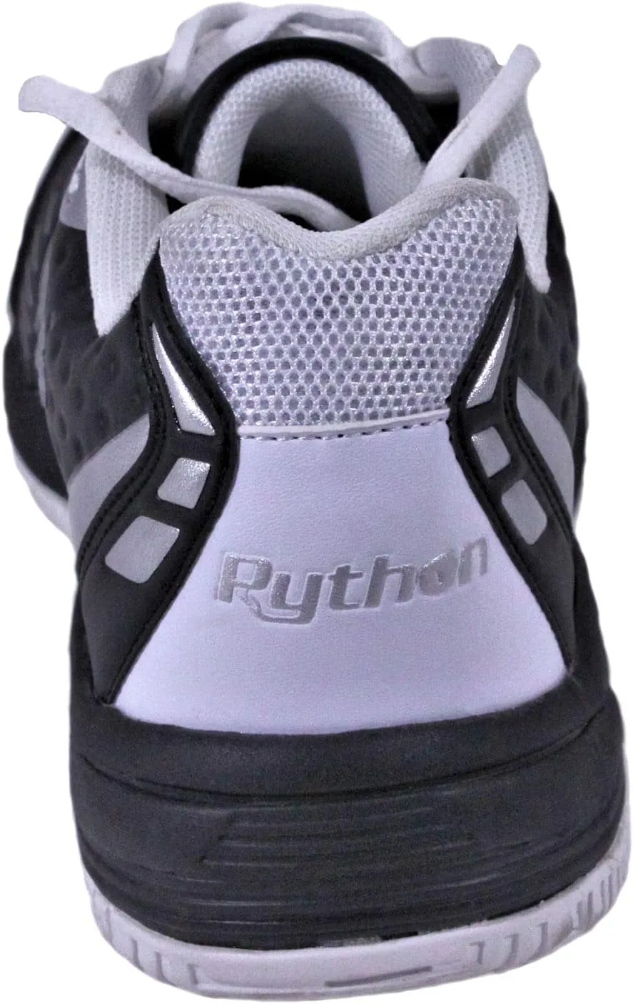 Python Deluxe Indoor Court Shoes (Racquetball, Squash, Badminton, Indoor Pickleball, Volleyball) (Low & Mid) (Black & White Colors) (Non-Slip) (Non-Marking)