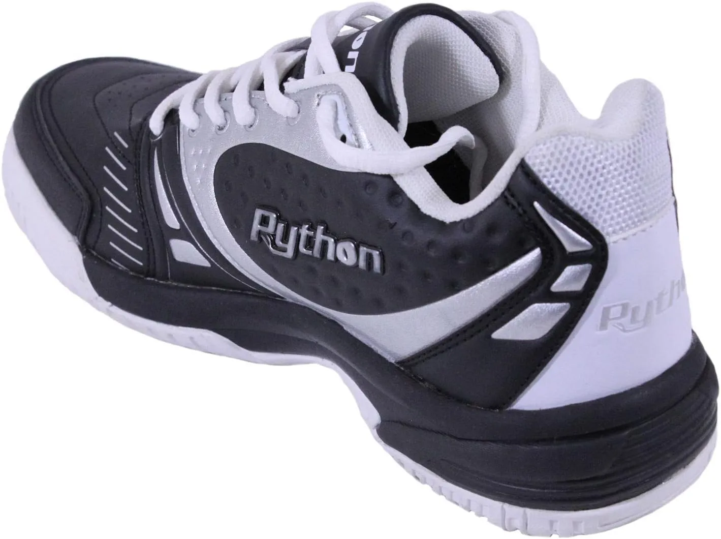 Python Deluxe Indoor Court Shoes (Racquetball, Squash, Badminton, Indoor Pickleball, Volleyball) (Low & Mid) (Black & White Colors) (Non-Slip) (Non-Marking)