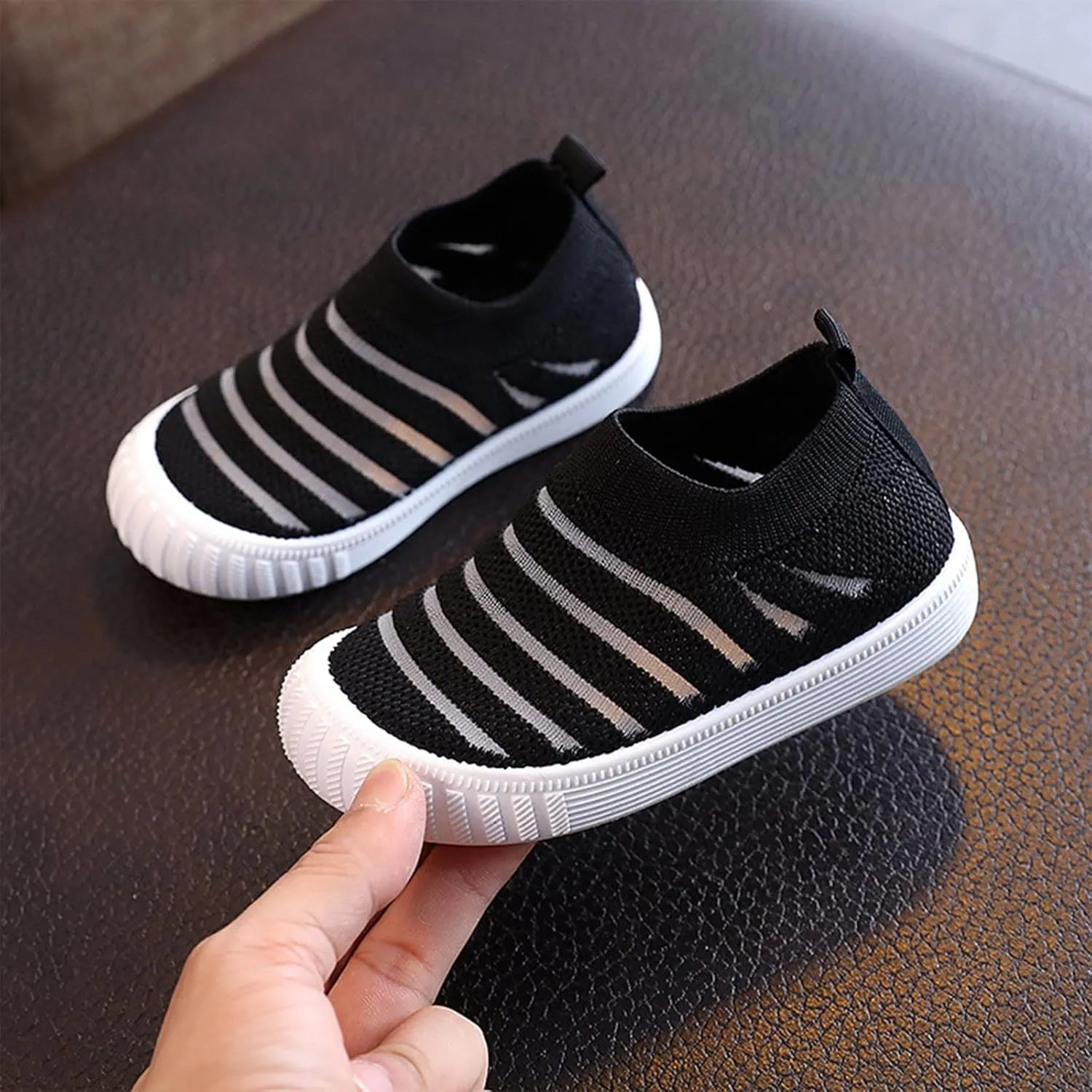 Toddler Shoes Autumn Winter Girls Flying Woven Mesh Breathable Comfortable Flat Casual Cute Rubber Sole Shoes