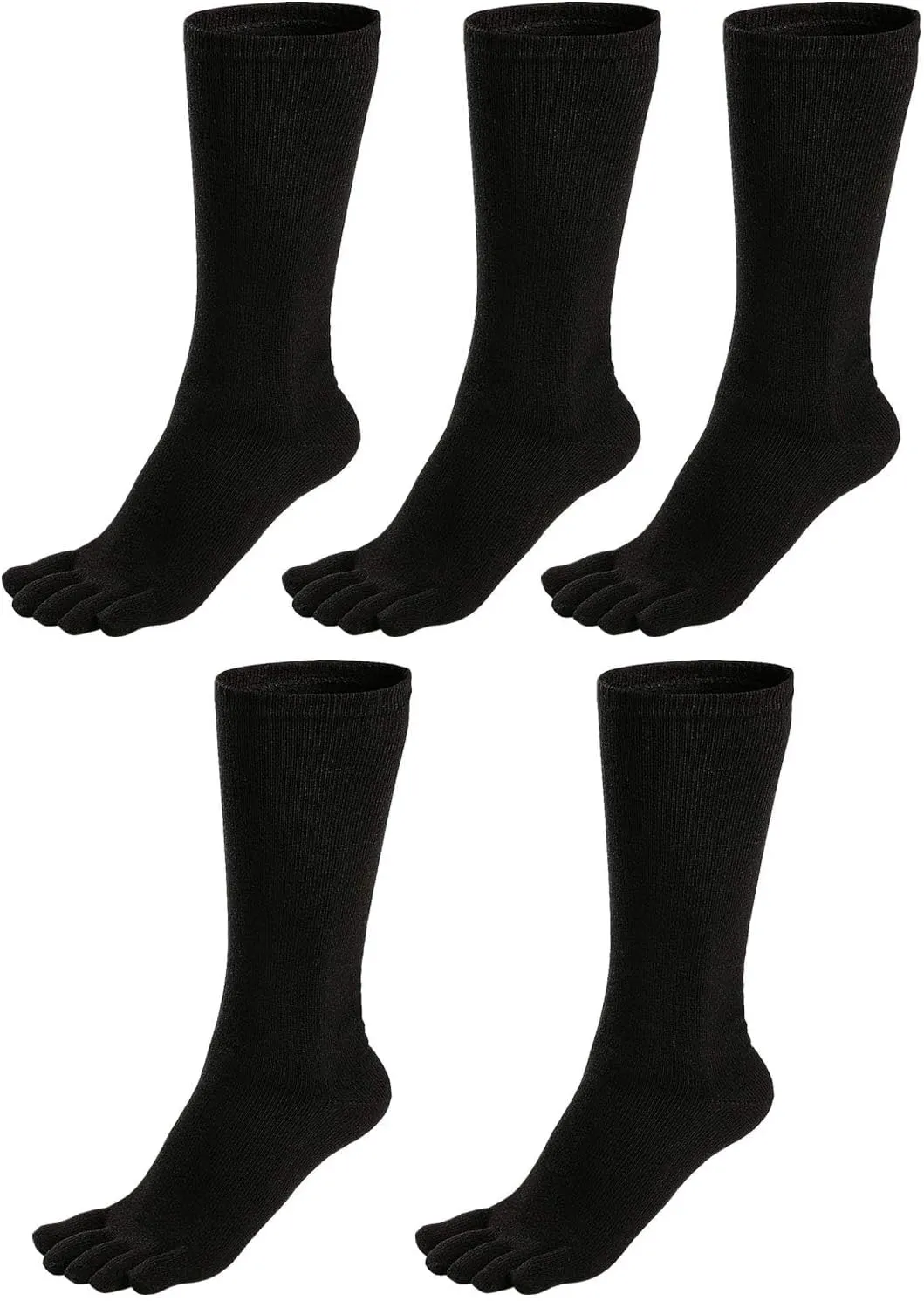 ZAKASA Mens Toe Socks Athletic Running Cushion Five Finger Cotton Crew Socks