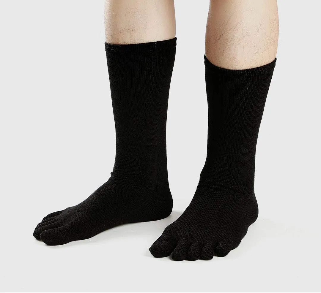 ZAKASA Mens Toe Socks Athletic Running Cushion Five Finger Cotton Crew Socks