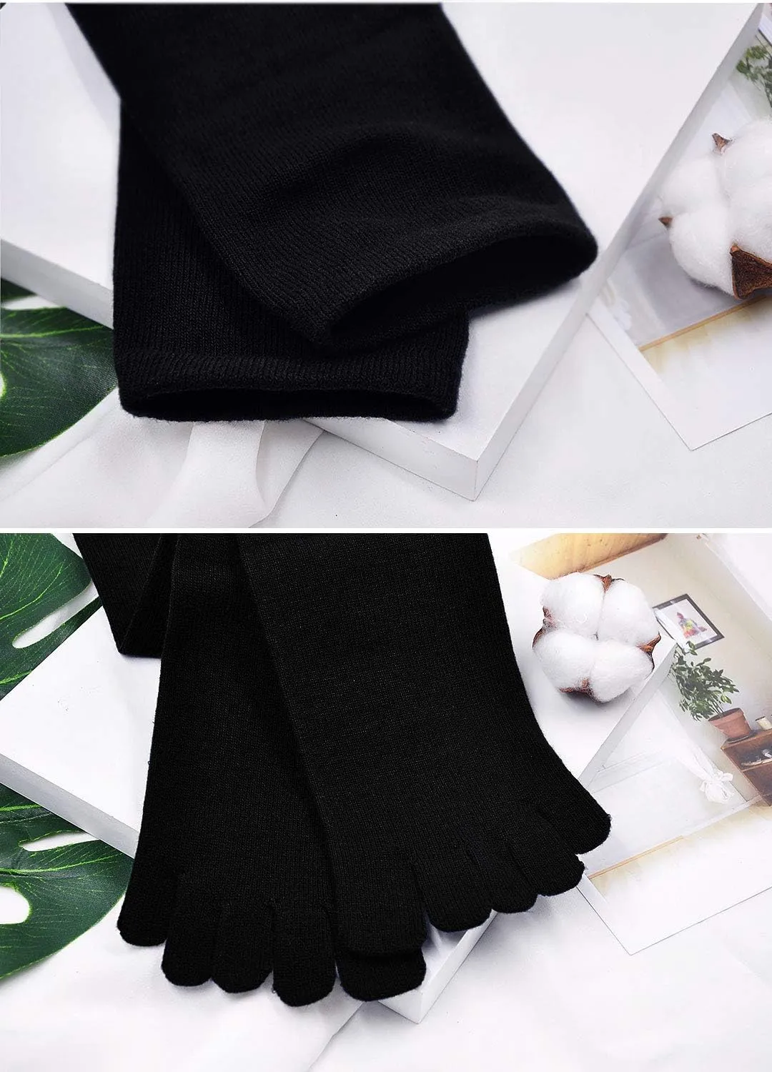 ZAKASA Mens Toe Socks Athletic Running Cushion Five Finger Cotton Crew Socks